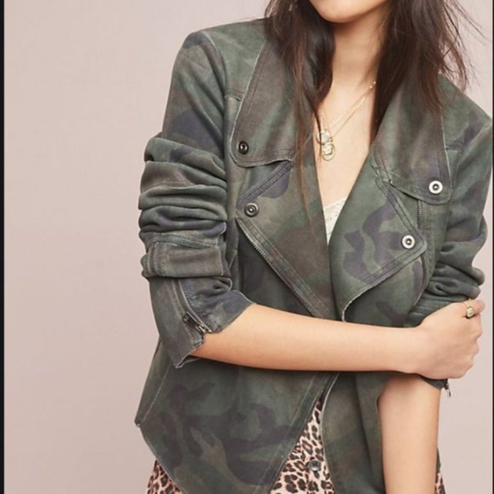 Anthropology Marrakech Camo Moto Jacket 1XL